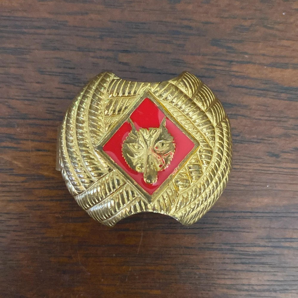 Vintage Boy Scouts Of America Neckerchief Slide Cub Scout Wolf Rank Scarf BSA